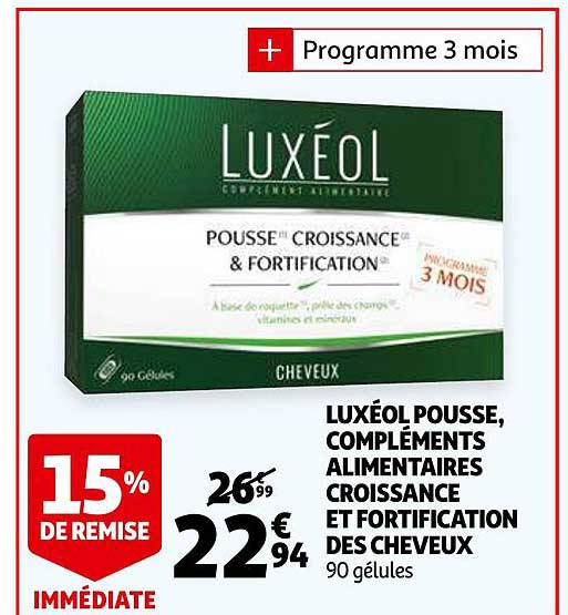 luxéol pousse, compléments alimentaires croissance et fortification des cheveux