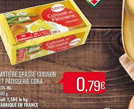 matière grasse cuisson et pâtisserie cora