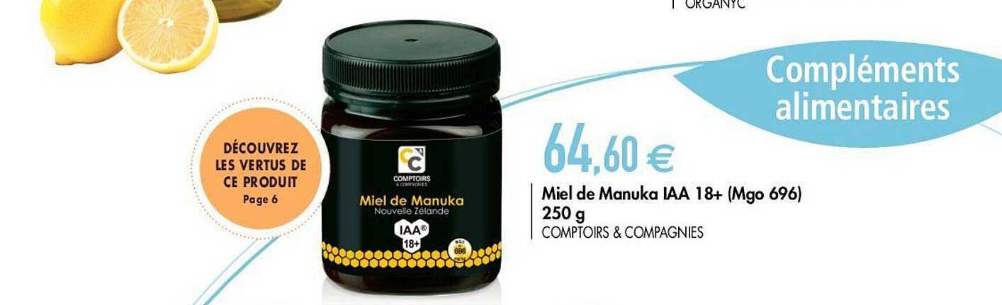 miel de manuka iaa 18+ (go 696) 250 g comptoirs & compagnies