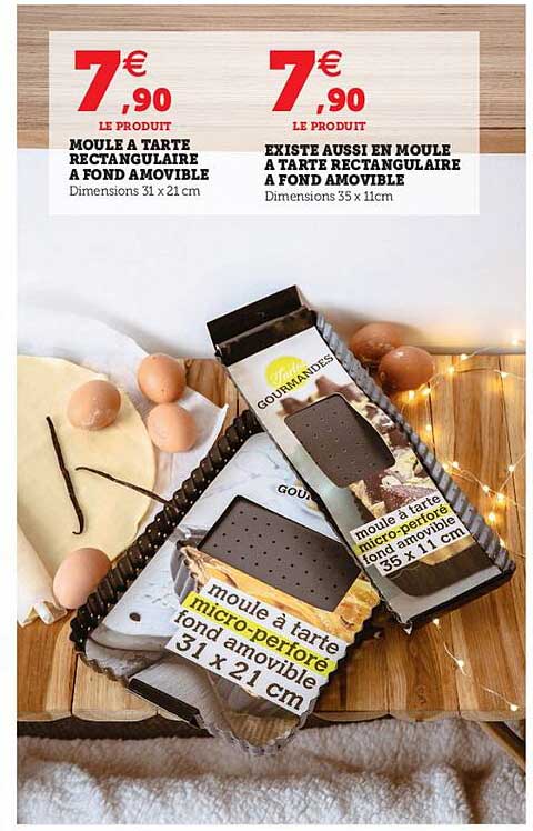 Moule à Tarte Rectangulaire à Fond Amovible, Moule à Tarte Rectangulaire à Fond Amovible