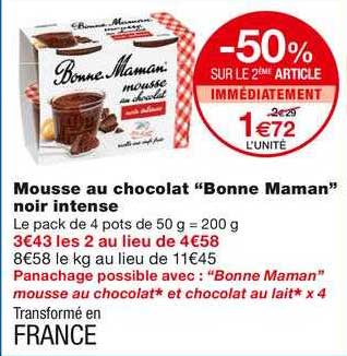 mousse au chocolat "bonne maman" noir intense