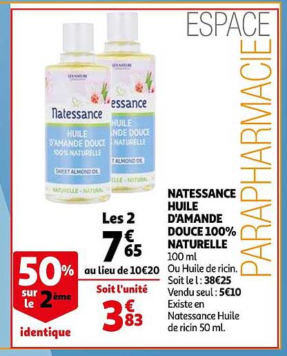 natessance huile d'amande douce 100% naturelle