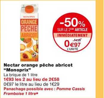 Nectar Orange Pêche Abricot "monoprix"