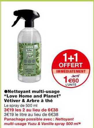 nettoyant multi-usage "love home and planet" vétiver & arbre à thé
