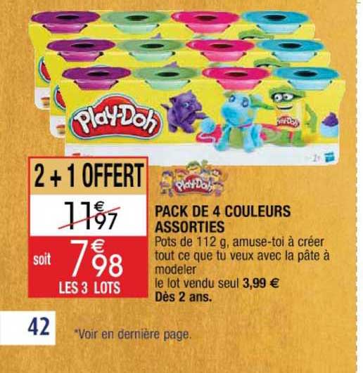 pack de 4 couleursassorties playDoh