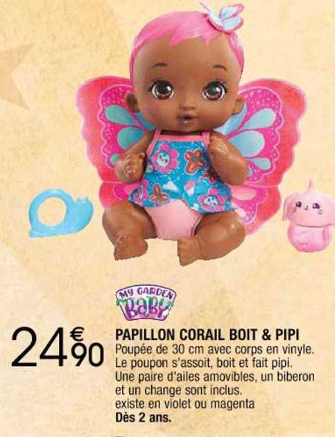 papillon corail boit & pipi my garden baby