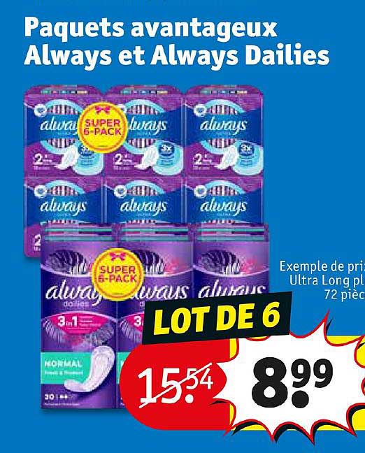 paquets avantageux always et always dailies