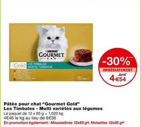 pâtée pour chat "gourmet gold" les timbales - multi variétés aux légumes