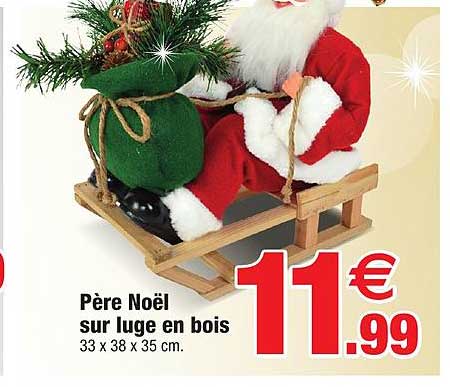 père noël sur luge en bois