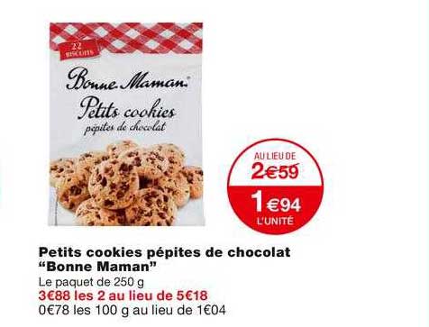 Petits Cookies Pépites De Chocolat "bonne Maman"
