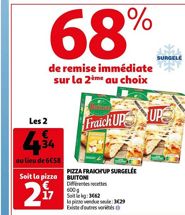 pizza fraîch'up surgelée buitoni