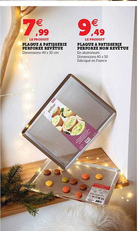 plaque à pâtisserie perforée revêtue, plaque à pâtisserie perforée non revêtue
