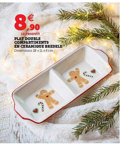 plat double compartiments en céramique bredele