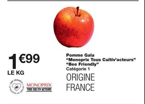 pomme gala "monoprix tous cultiv'acteurs"  "bee friendly"