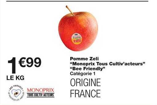 Pomme Zeli "monoprix Tous Cultiv'acteurs" "bee Friendly"