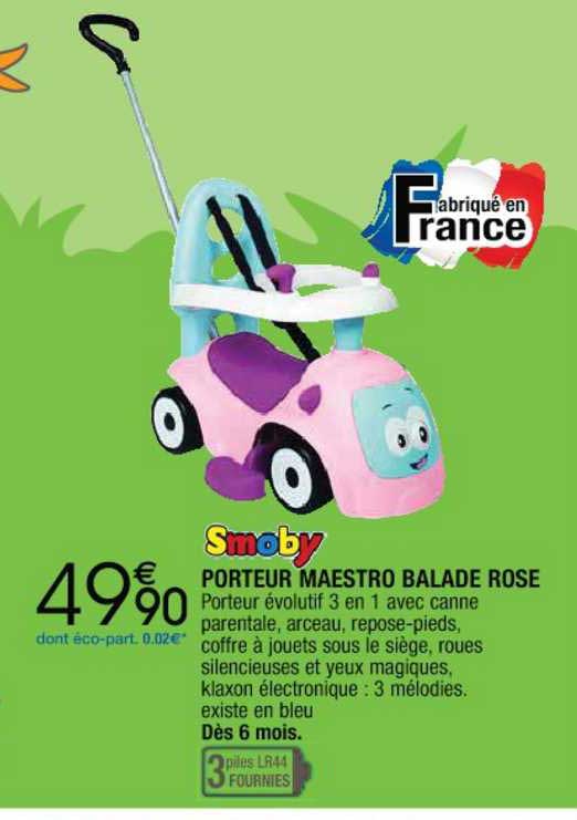 porteur maestro balade rose smoby