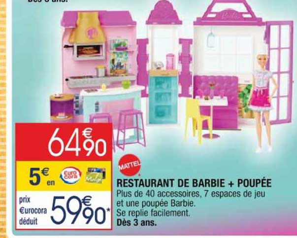 restaurant de barbie + poupée