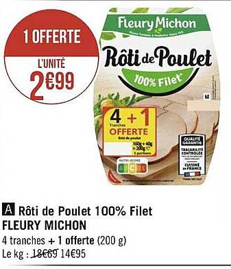 rôti de poulet 100% filet fleury michon