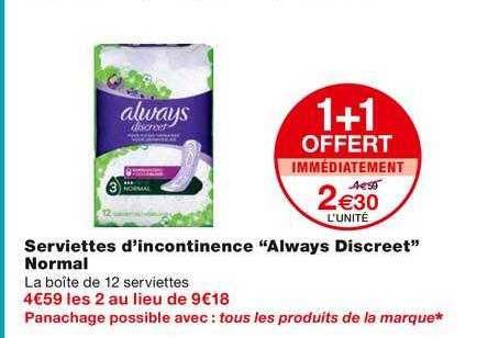 serviettes d'incontinence "always discreet" normal