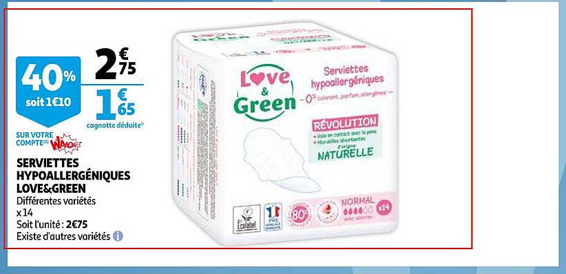 serviettes hypoallergéniques love&green