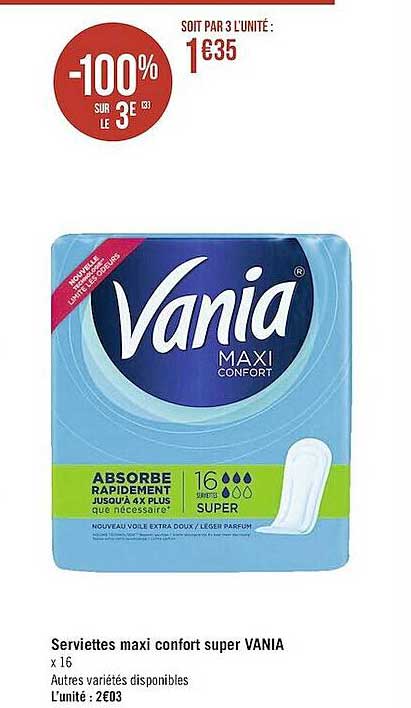 Serviettes Maxi Confort Super Vania