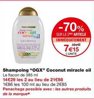 shampoing "ogx" coconut miracle oil