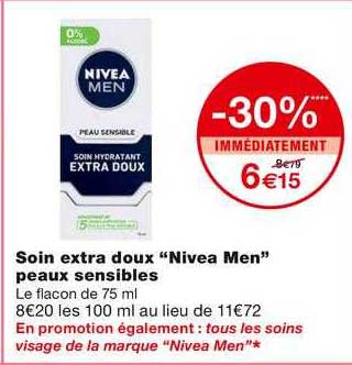 soin extra doux "nivea men" peaux sensibles