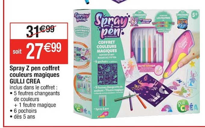 spray z pen coffret couleurs magiques gulli créa