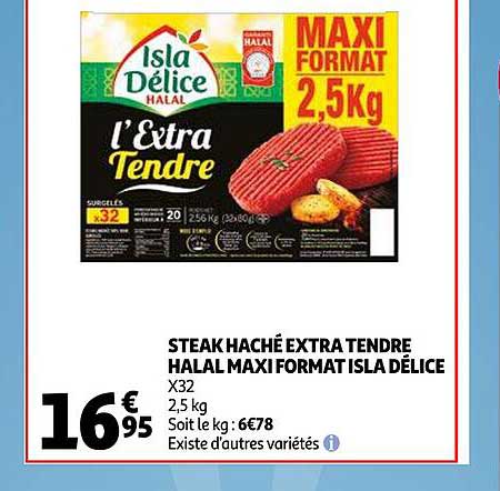 steak haché extra tendre halal maxi format isla délice