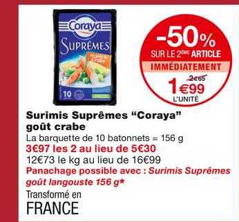 surimis suprêmes "coraya" goût crabe