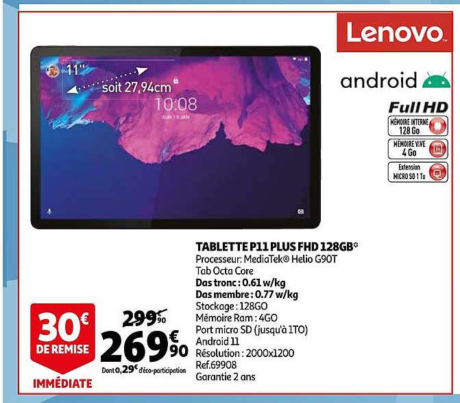 tablette p11 plus fhd 128gb