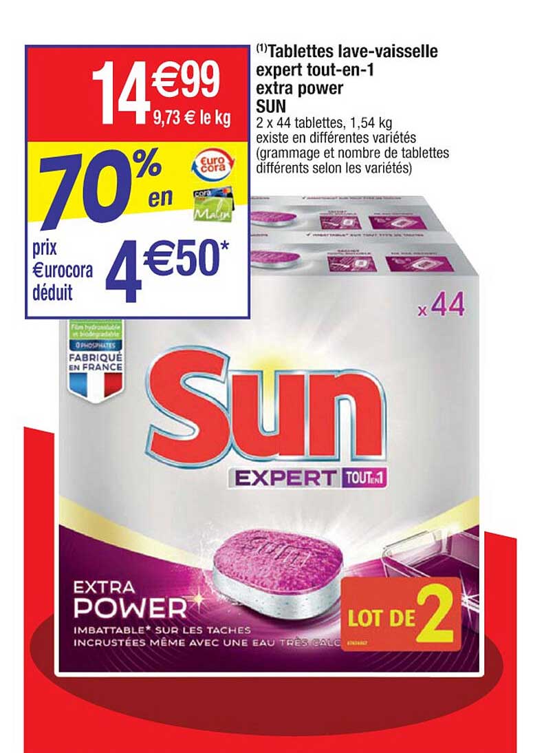 tablettes lave-vaisselle expert tout-en-1 extra power sun