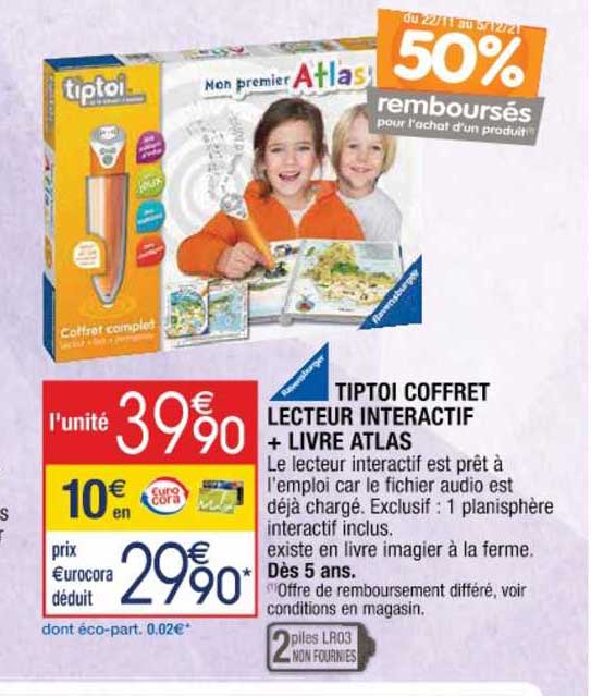 tiptoi coffret lecteur interactif + livre atlas