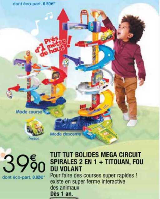 tut tut bolides méga circuit spirales 2 en 1 + titouan, fou du volant