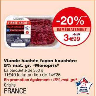 viande hachée façon bouchère 5% mat. gr. "monoprix"
