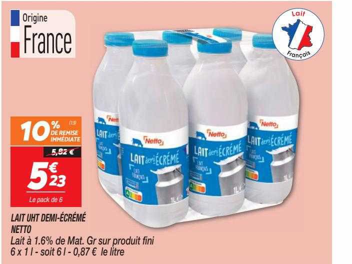 lait uht demi-écrémé netto