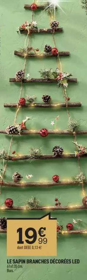 le sapin branches décorées led