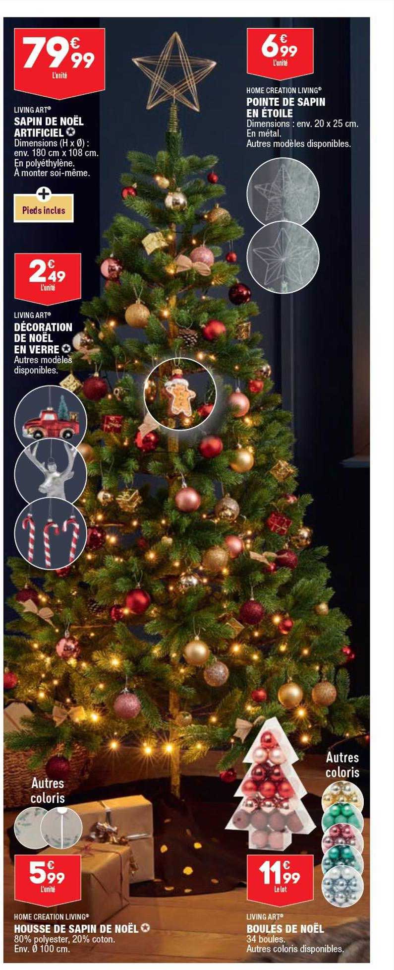 Sapin De Noël Artificiel Living Art, Pointe De Sapin En étoile Home Création Living, Décoration De Noël En Verre Living Art, Housse De Sapin De Noël Home Création Living, Boules De Noël Living Art