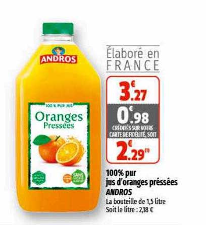 100% pur jus d'oranges pressées andros