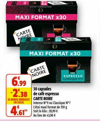 30 Capsules De Café Espresso Carte Noire