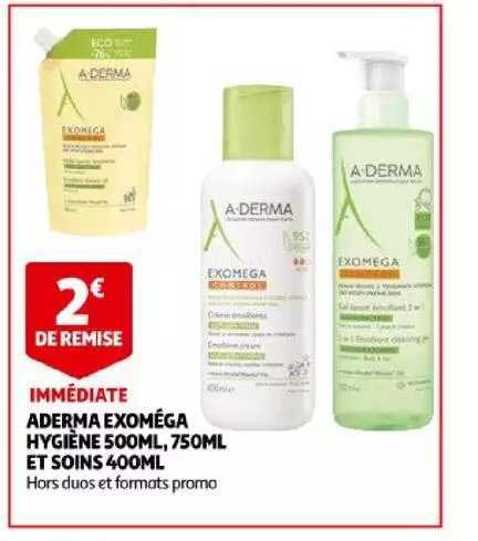 aderma exoméga hygiène 500ml, 750ml et soins 400ml