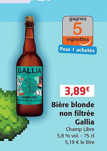 bière blonde non filtrée gallia