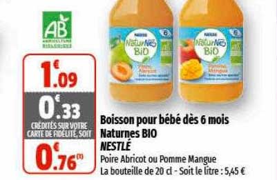 Boisson Pour Bébé Dès 6 Mois Naturnes Bio Nestlé