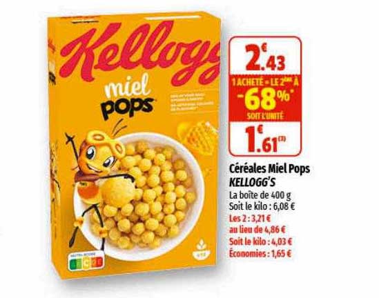 céréales miel pops kellogg's