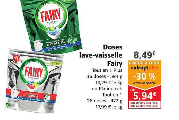 doses lave-vaisselle fairy