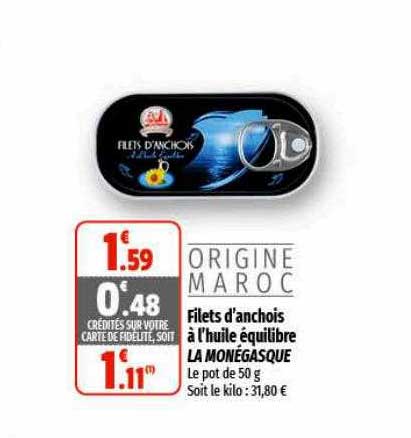 filets d'anchois à l'huile équilibre la monégasque