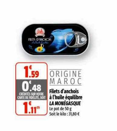 filets d'anchois à l'huile équilibre la monégasque