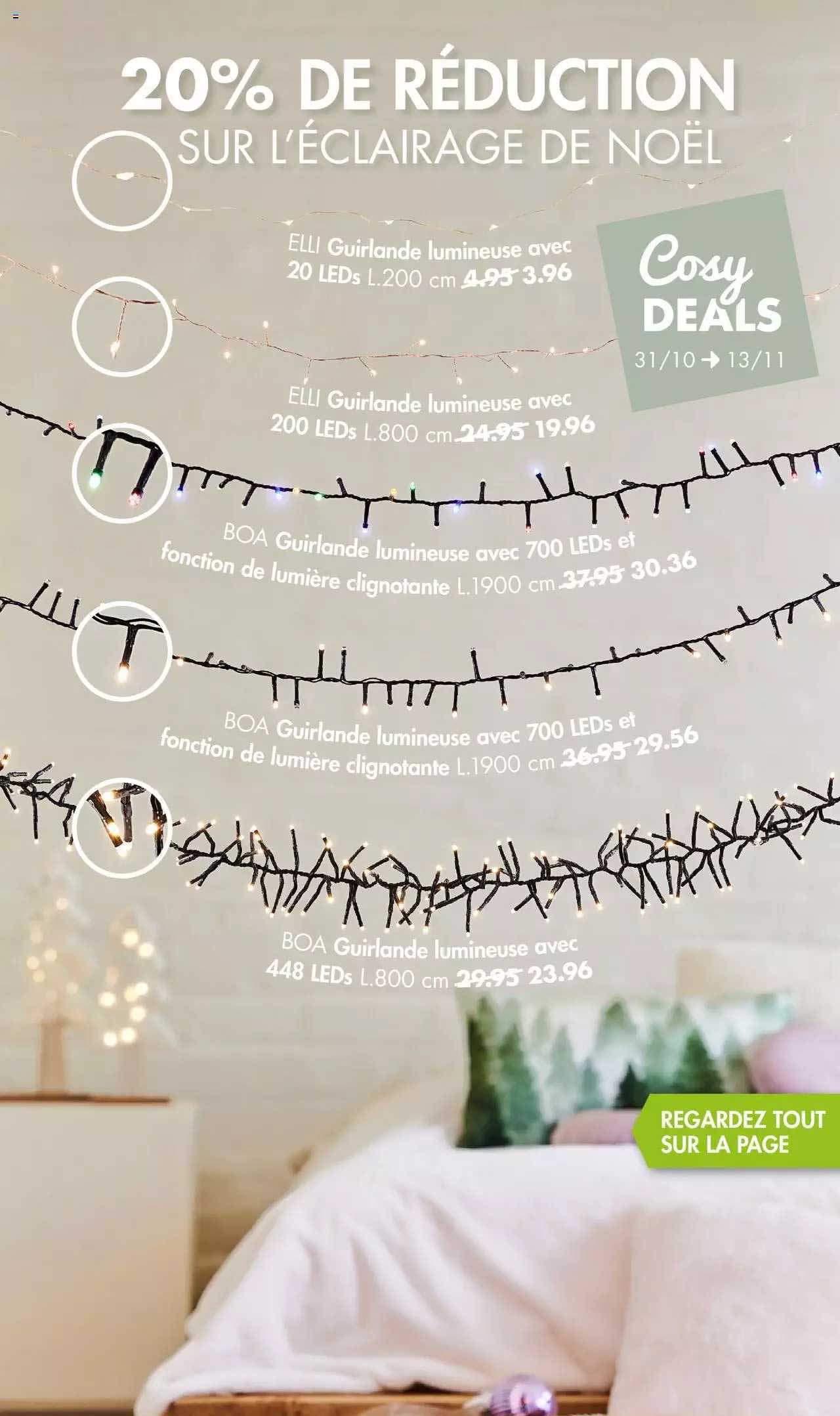 guirlande lumineuse avec 20 leds elli, guirlande lumineuse avec 200 leds elli, guirlande lumineuse avec 700 leds et fonction de lumière clignotante boa, guirlande lumineuse avec 700 leds