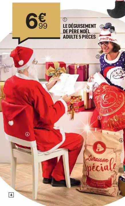 le déguisement de père noël adulte 5 pièces