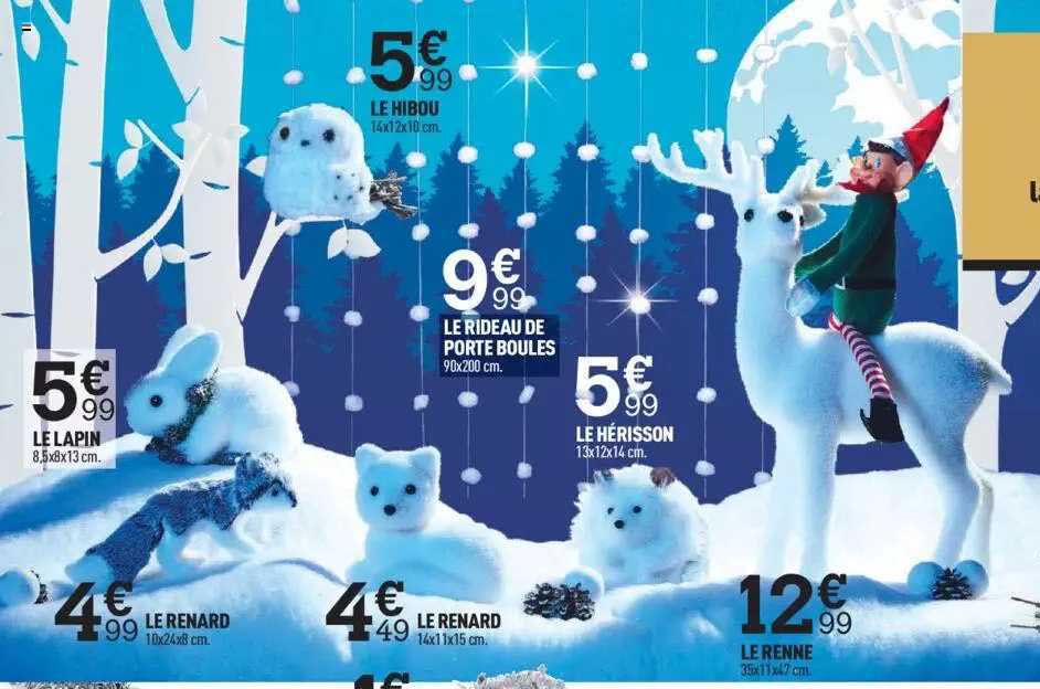 le lapin, le renard, le renard, le renne, le hibou, le rideau de porte boules, le hérisson